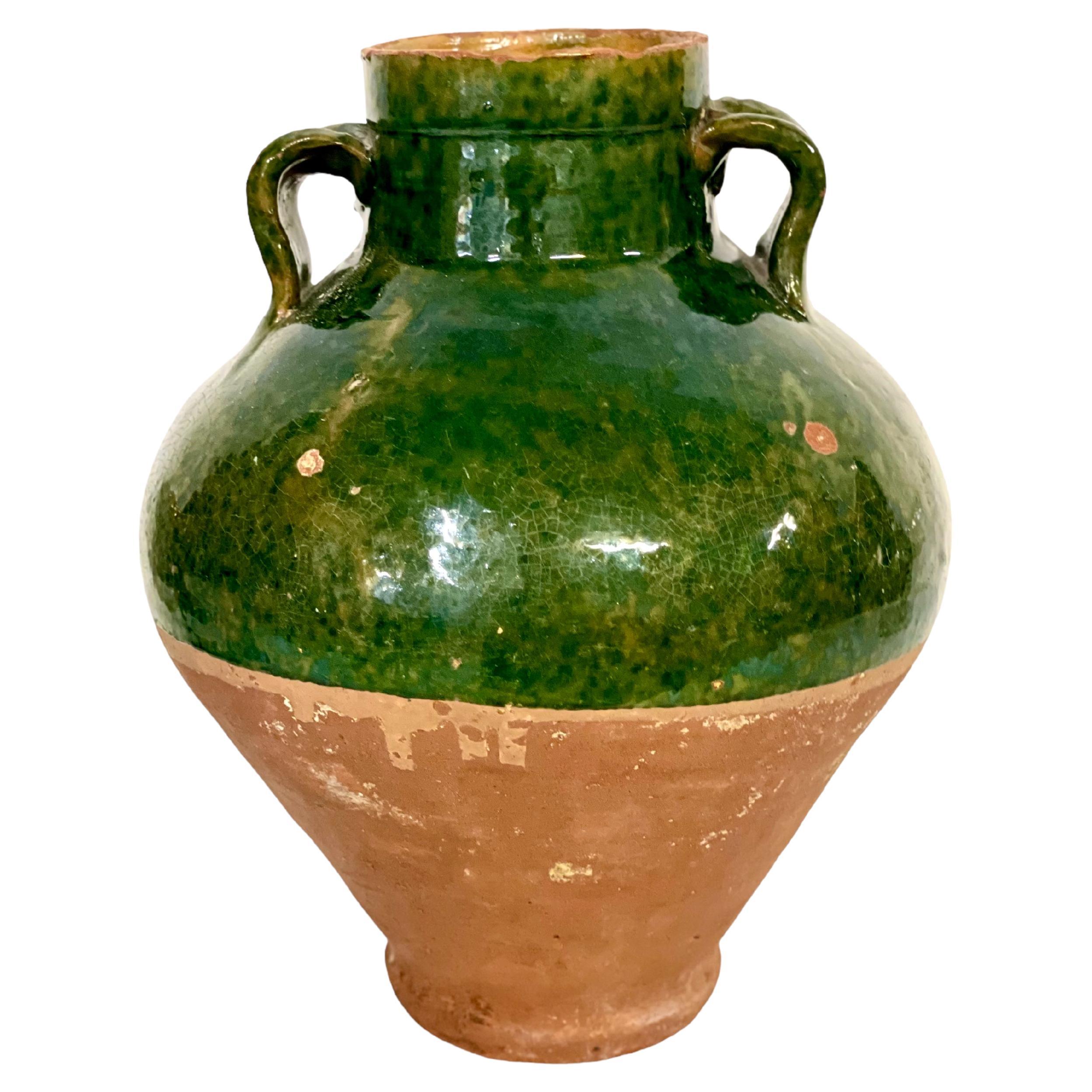 19th C. Terracotta Olive Oil Jar with Two Handles For Sale