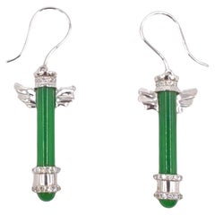 18K WG Emerald Green Jadeite Diamond Earrings A-Grade GIA Gemologist Appraisal