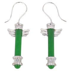 18K WG Emerald Green Jadeite Diamond Earrings A-Grade GIA Gemologist Appraisal