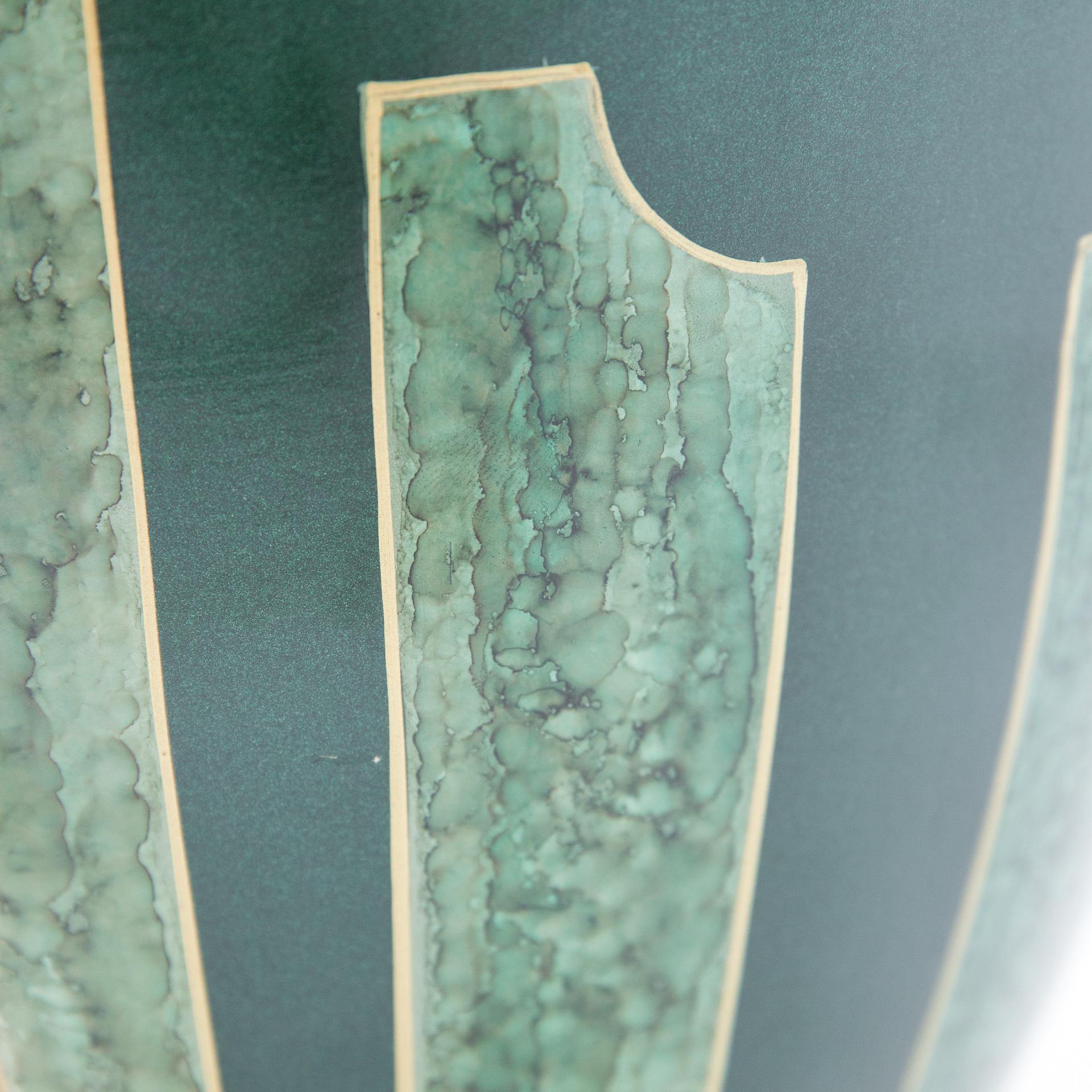Art Deco Emerald Green Large Ceramic Table Lamp, Signed L. Drimmer
