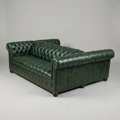 Emerald Green Leather Double-Sided Chesterfield Sofa