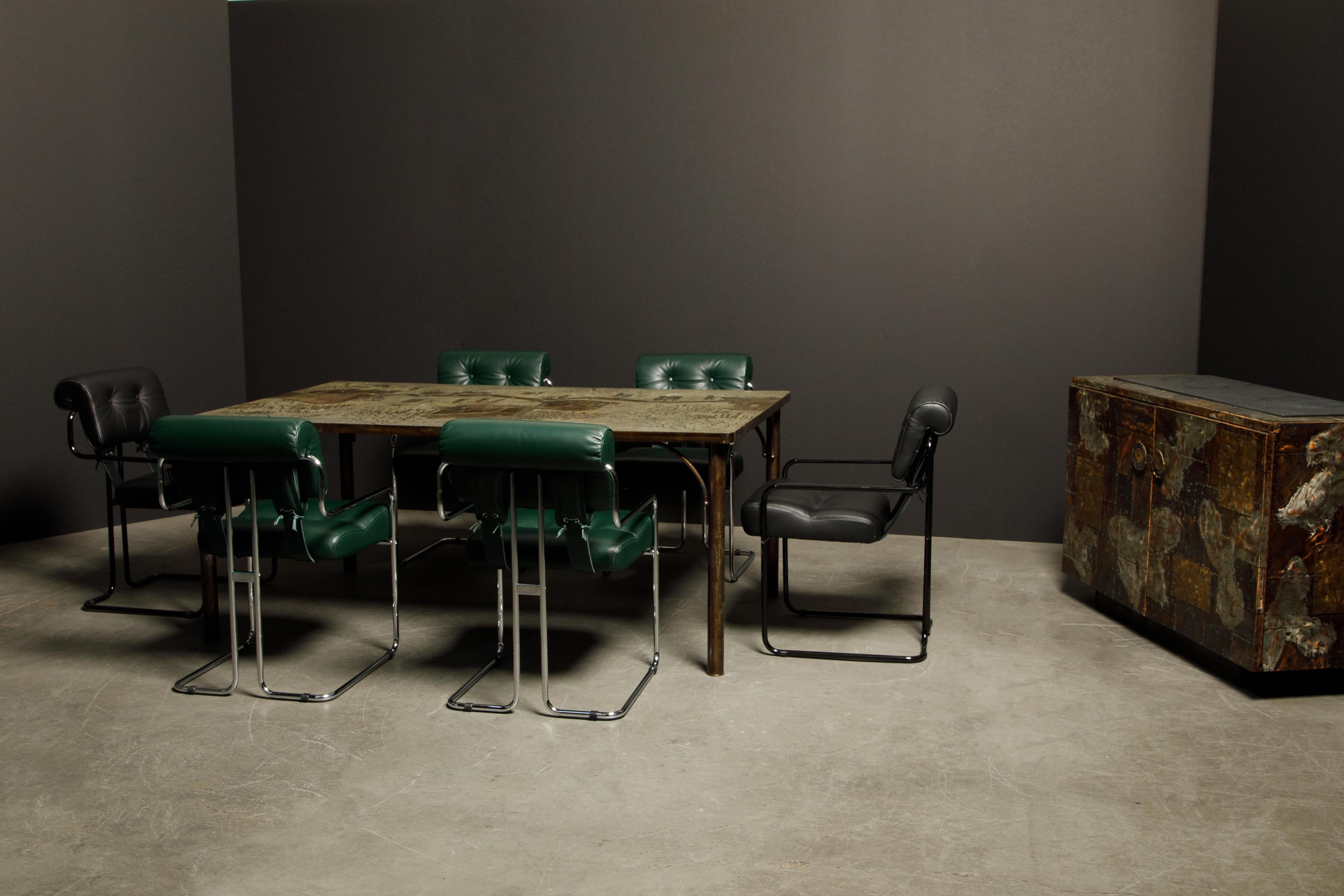 Emerald Green Leather Tucroma Chairs by Guido Faleschini for Mariani, Set of 6  13