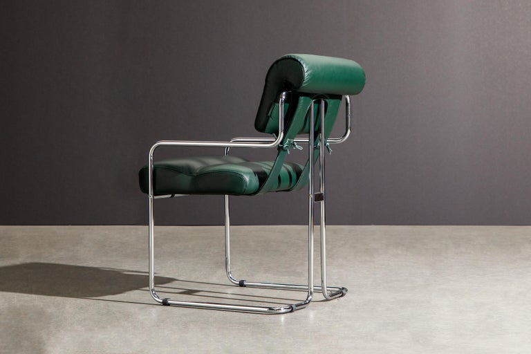 Emerald Green Leather Tucroma Chairs by Guido Faleschini for Mariani, Set of 8  For Sale 1