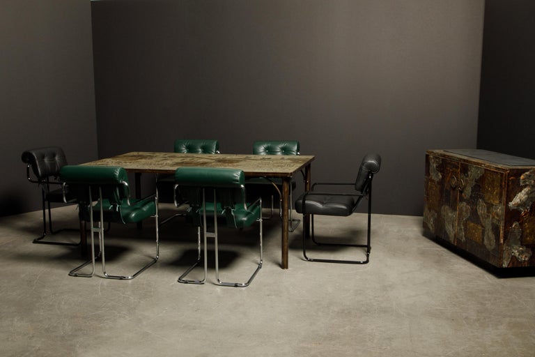 Emerald Green Leather Tucroma Chairs by Guido Faleschini for Mariani, Set of 8  For Sale 14
