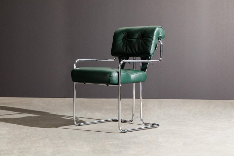 Italian Emerald Green Leather Tucroma Chairs by Guido Faleschini for Mariani, Set of 8  For Sale