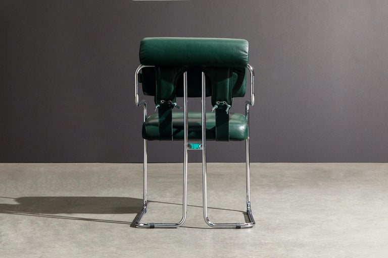Emerald Green Leather Tucroma Chairs by Guido Faleschini for Mariani, Set of 8  For Sale 3