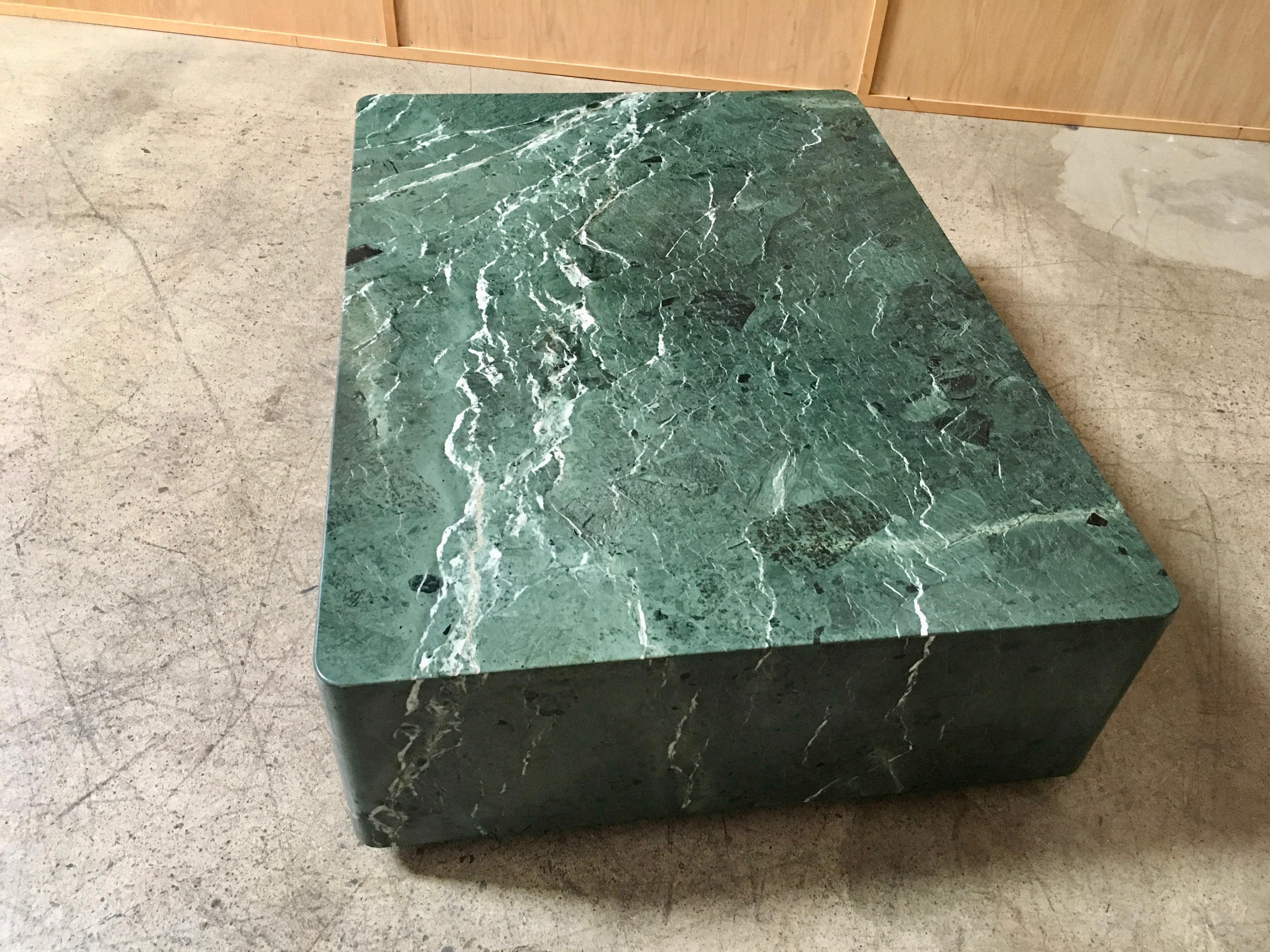 Emerald Green Marble Coffee Table In Excellent Condition In Denton, TX