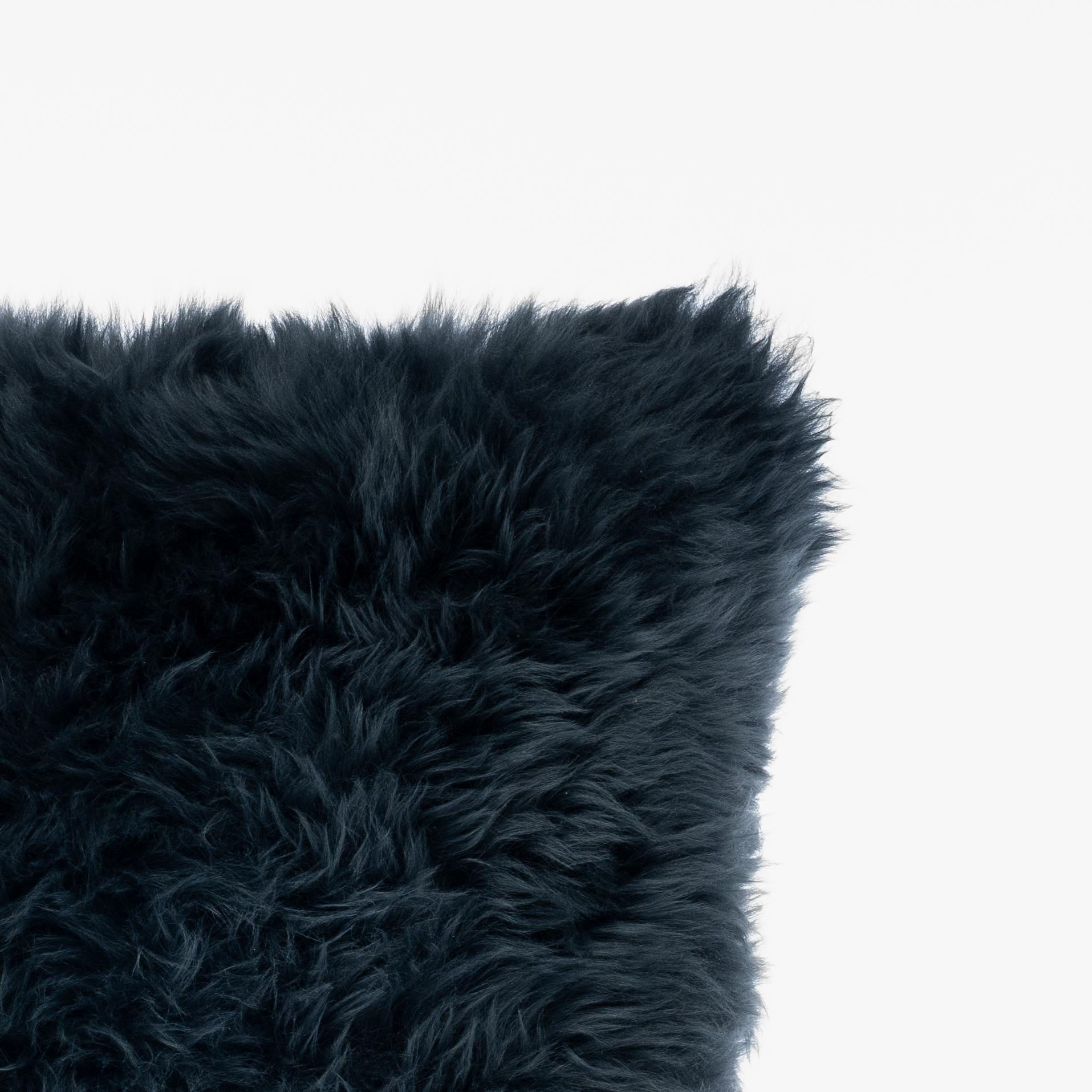Modern Shearling Sheepskin Dark Green Cushion by Muchi Decor, Made in Italy For Sale