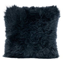 Coussin vert foncé en peau de mouton de mouton de Muchi Decor, fabriqué en Italie