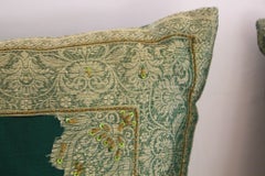 Emerald Green Moorish Throw Pillows Embellished with Sequins and Beads a Pair