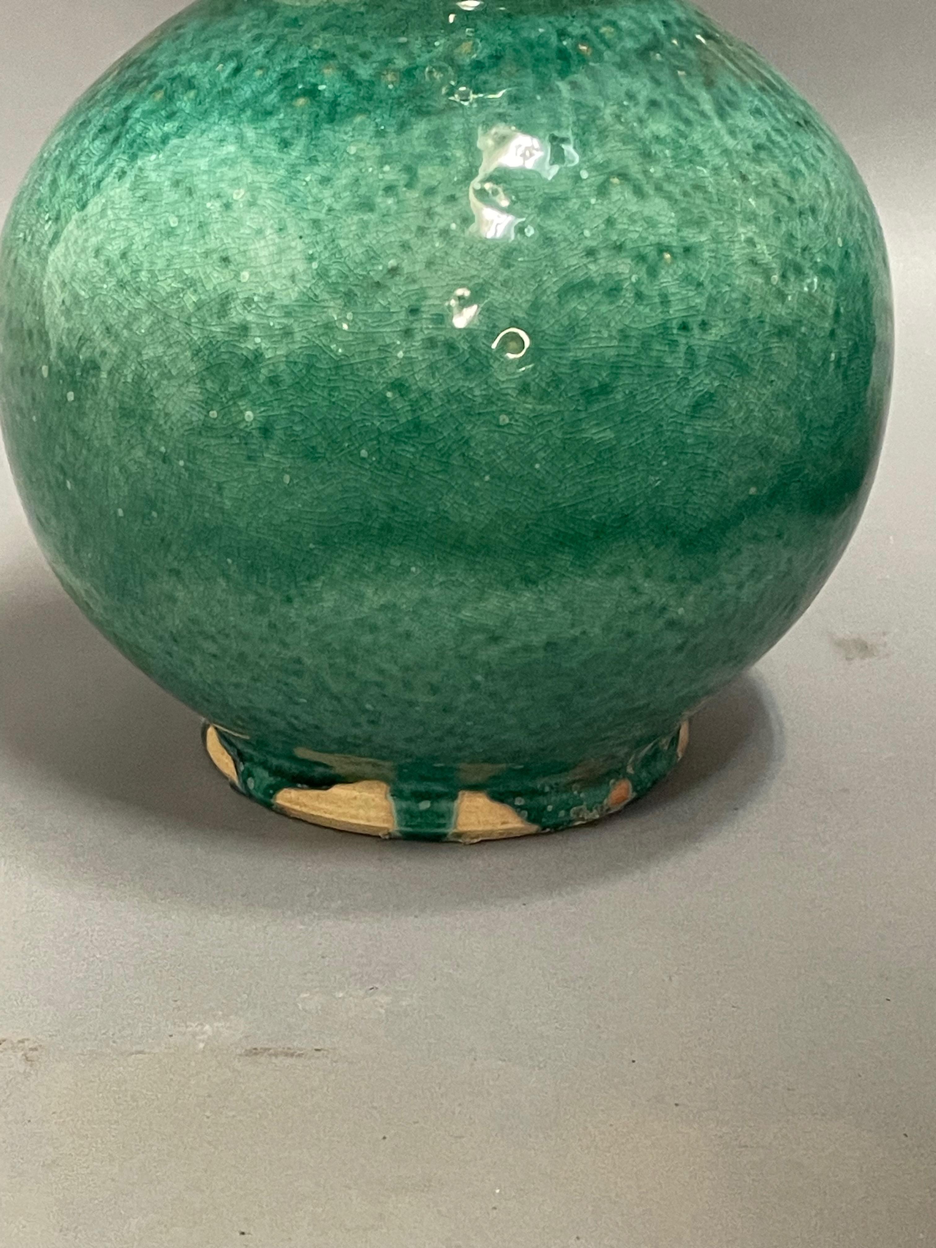 Emerald Green Mottled Glaze Gourd Shape Vase, China, Contemporary For Sale 1