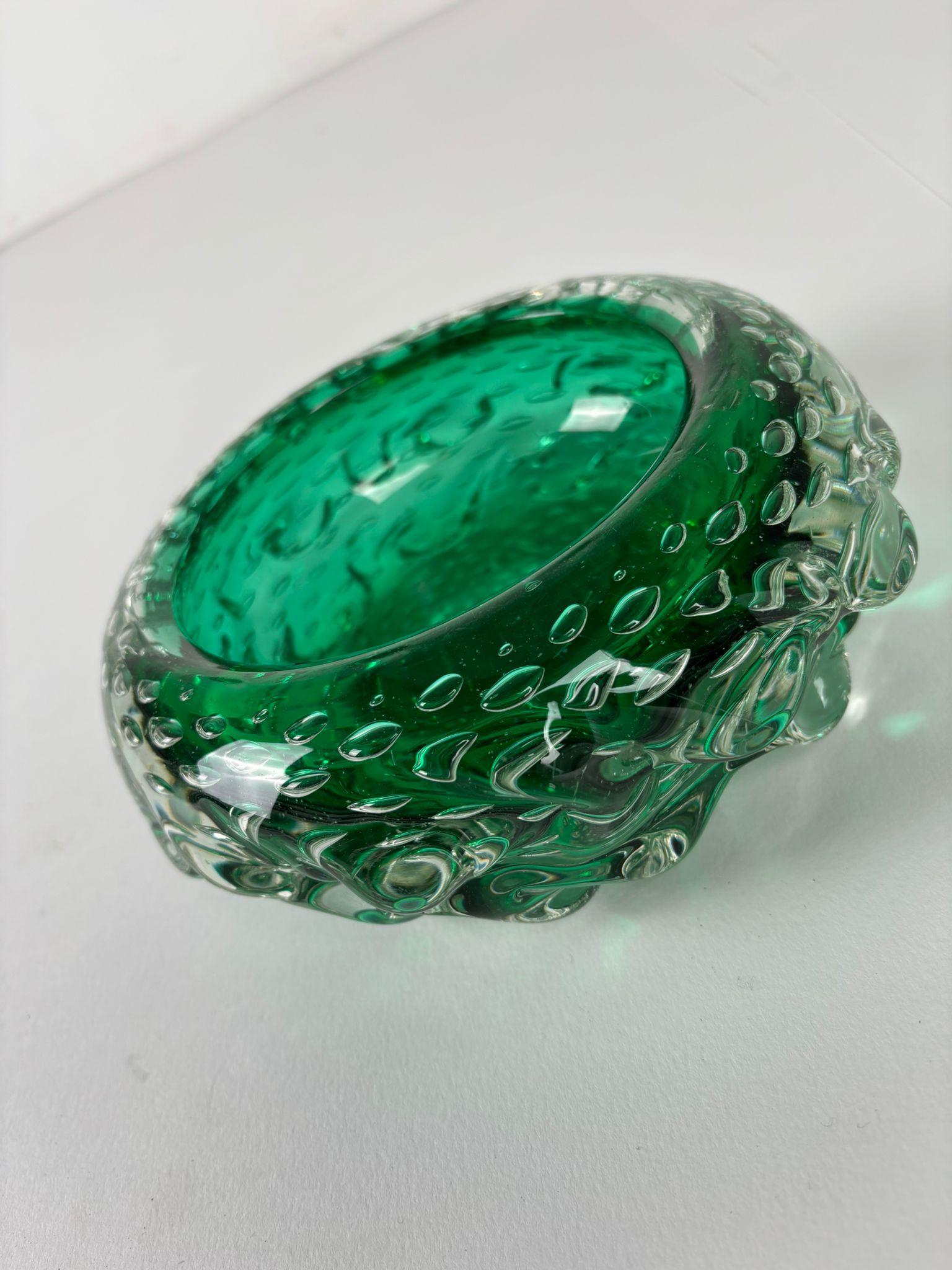 Emerald Green Murano Glass Bowl/Ashtray, 1970s, Italy in vendita 1