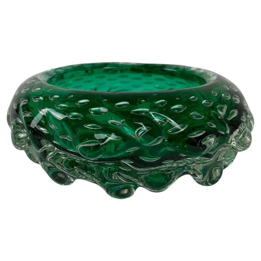 Emerald Green Murano Glass Bowl/Ashtray, 1970s, Italy