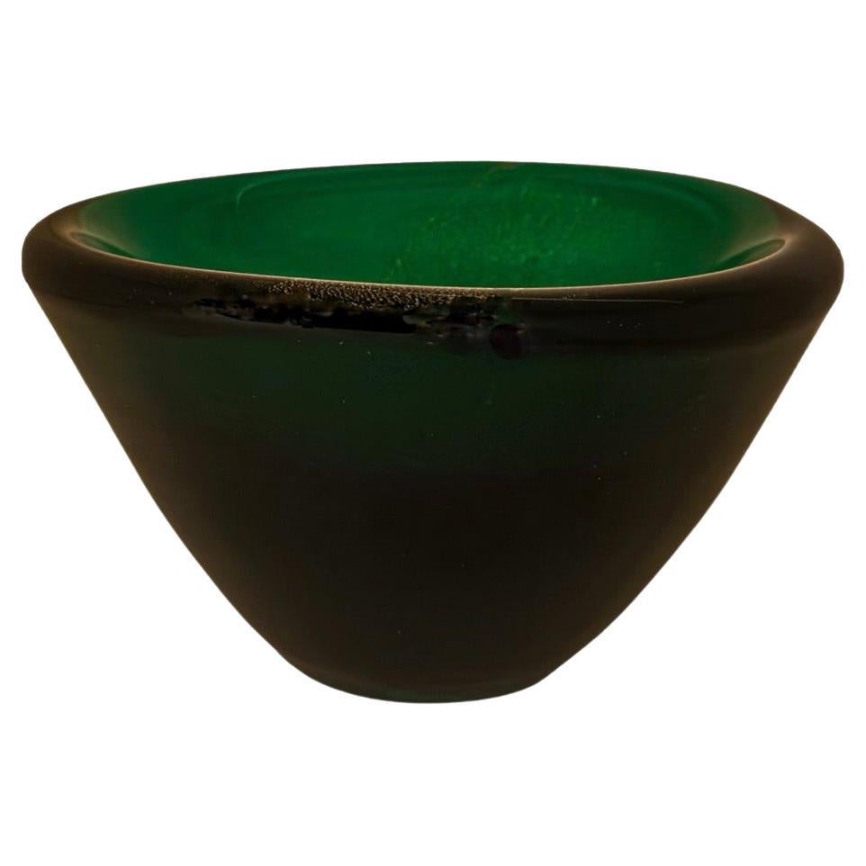 Emerald Green Murano Glass Bowl with Avvneturina For Sale