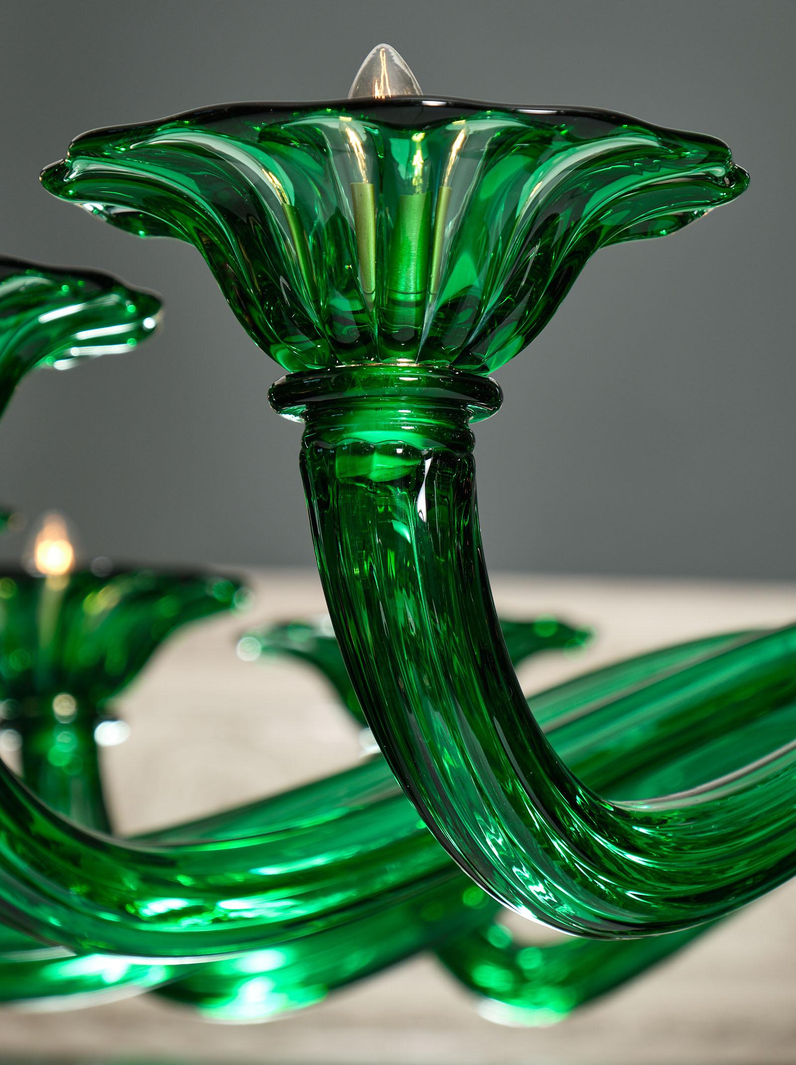 green glass chandelier