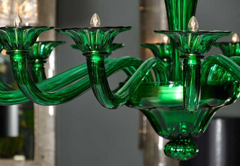 Emerald Green Murano Glass Chandelier at 1stDibs