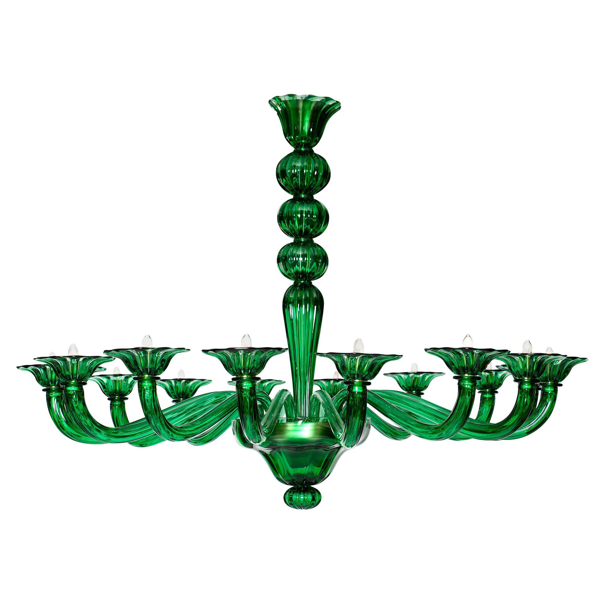 Emerald Green Murano Glass Chandelier For Sale