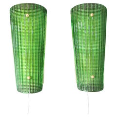 Emerald Green Murano Glass Wall Sconces in Mazzega Style, 2000s, Italy