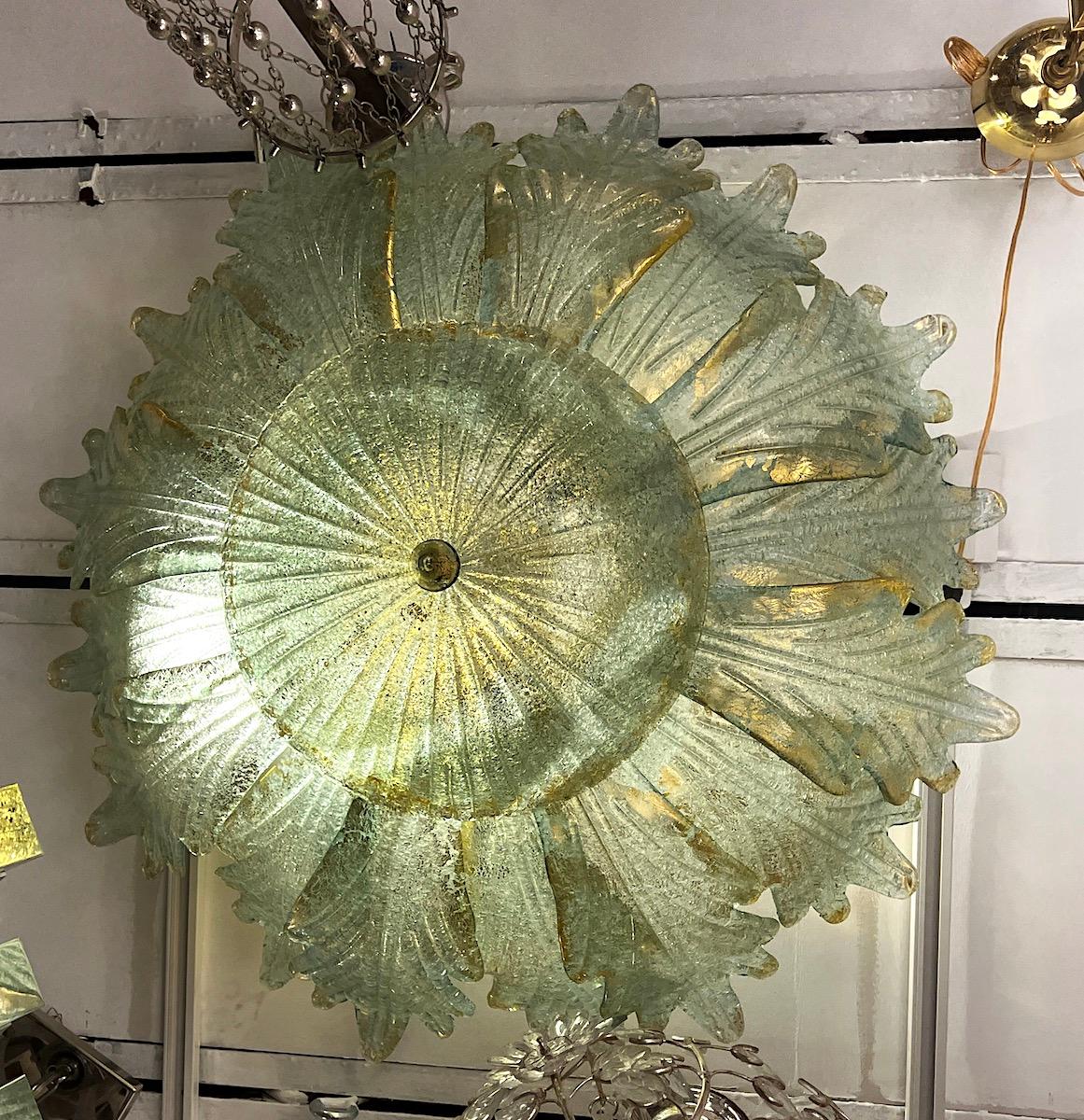 Emerald Green Murano Light Fixture In Good Condition For Sale In New York, NY