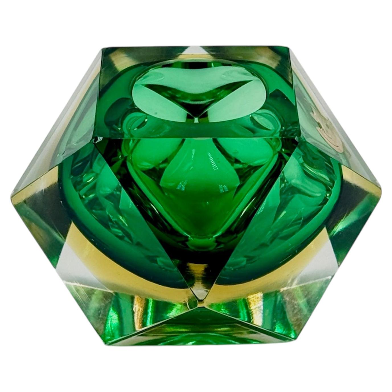 Emerald Green Murano Sommerso Glass Vase, Italy, 1970s