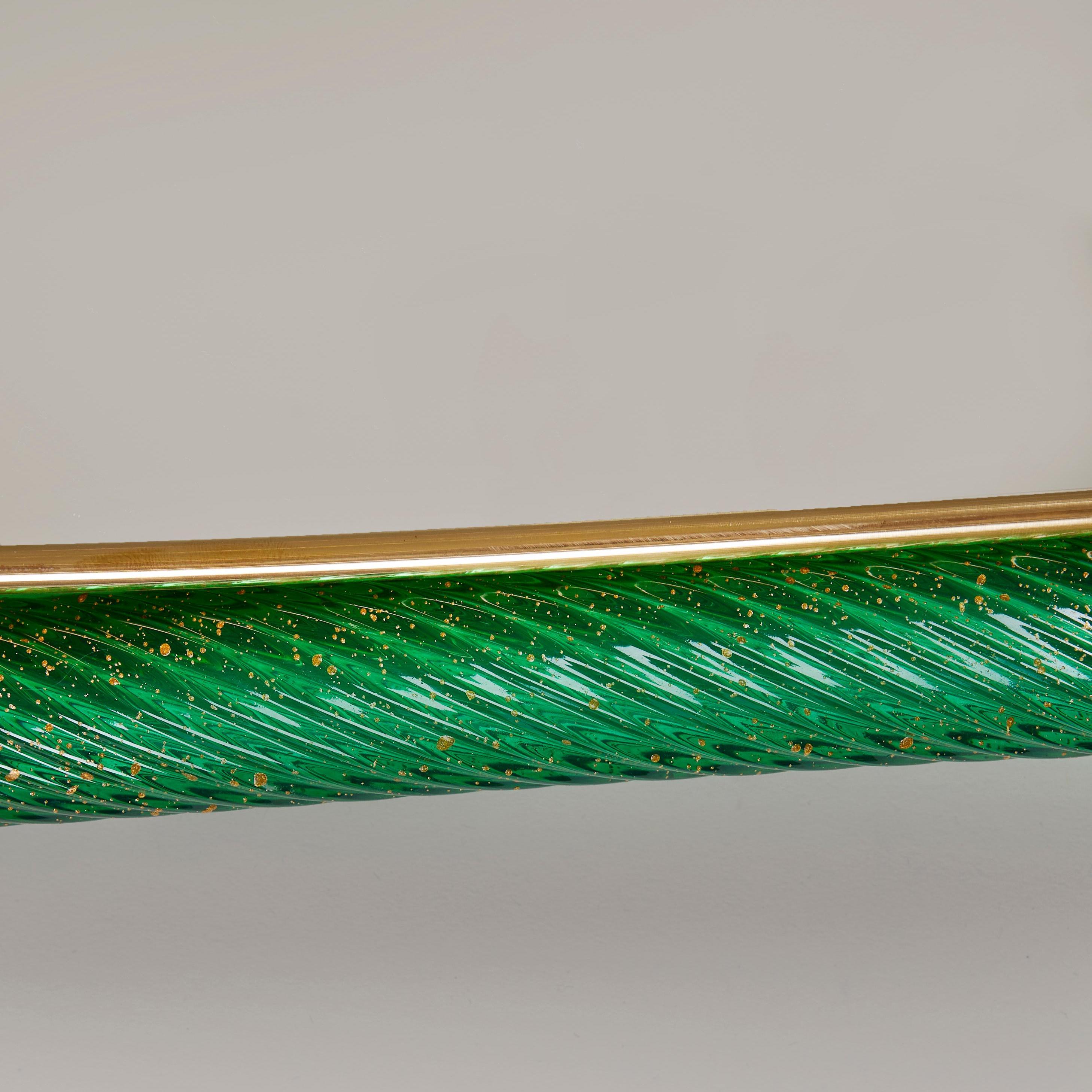 Italienischer Spiegel aus grünem, gedrehtem Murano und Messing im Stil von Barovier und Toso, Firenze im Angebot 5