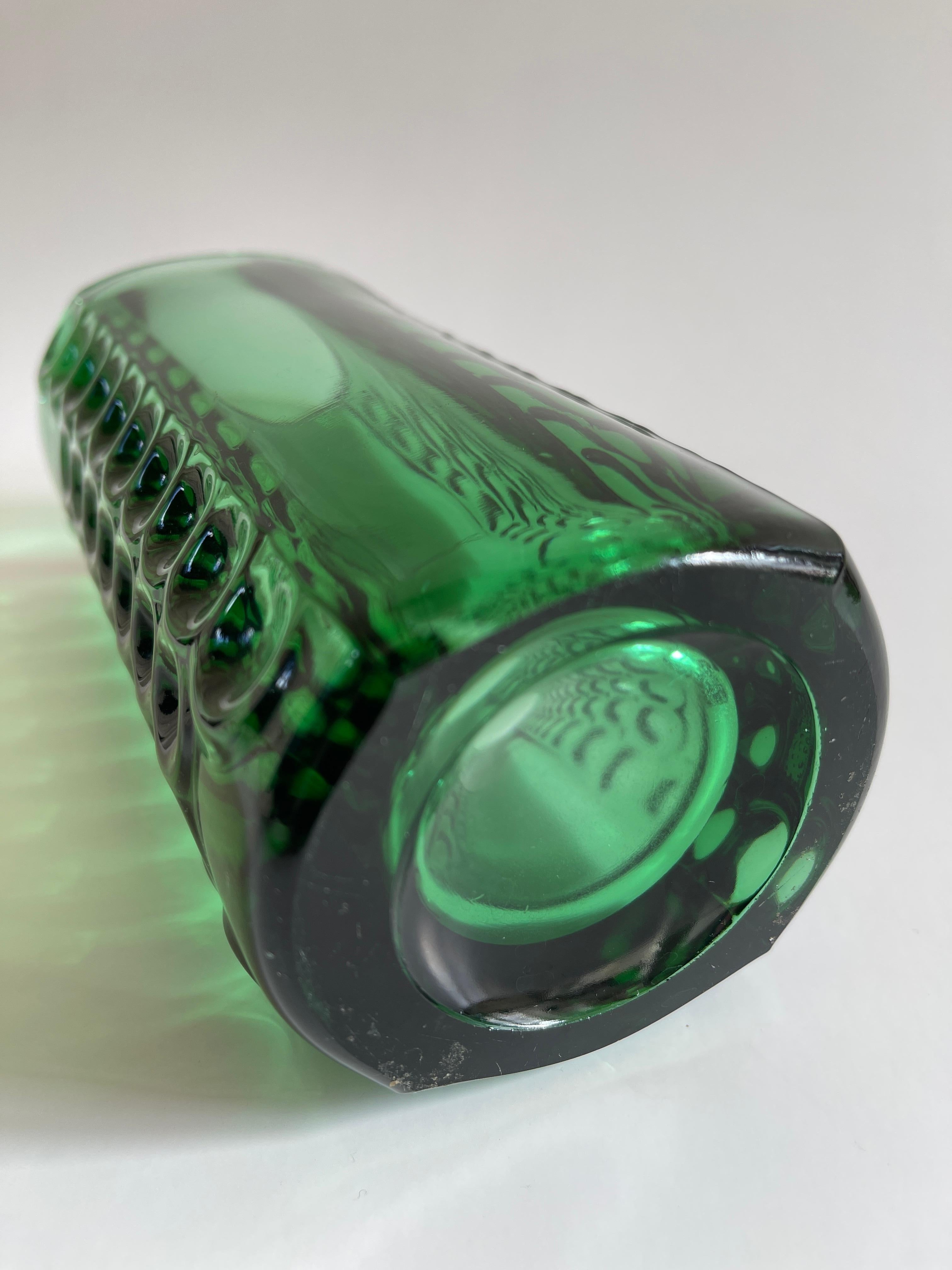 Emerald Green Optical Glass Vase by Rudolf Jurnikl, 1960s For Sale 1