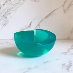 Emerald Green Semi Sphere Sculpture in Polished Resin by Paola Valle