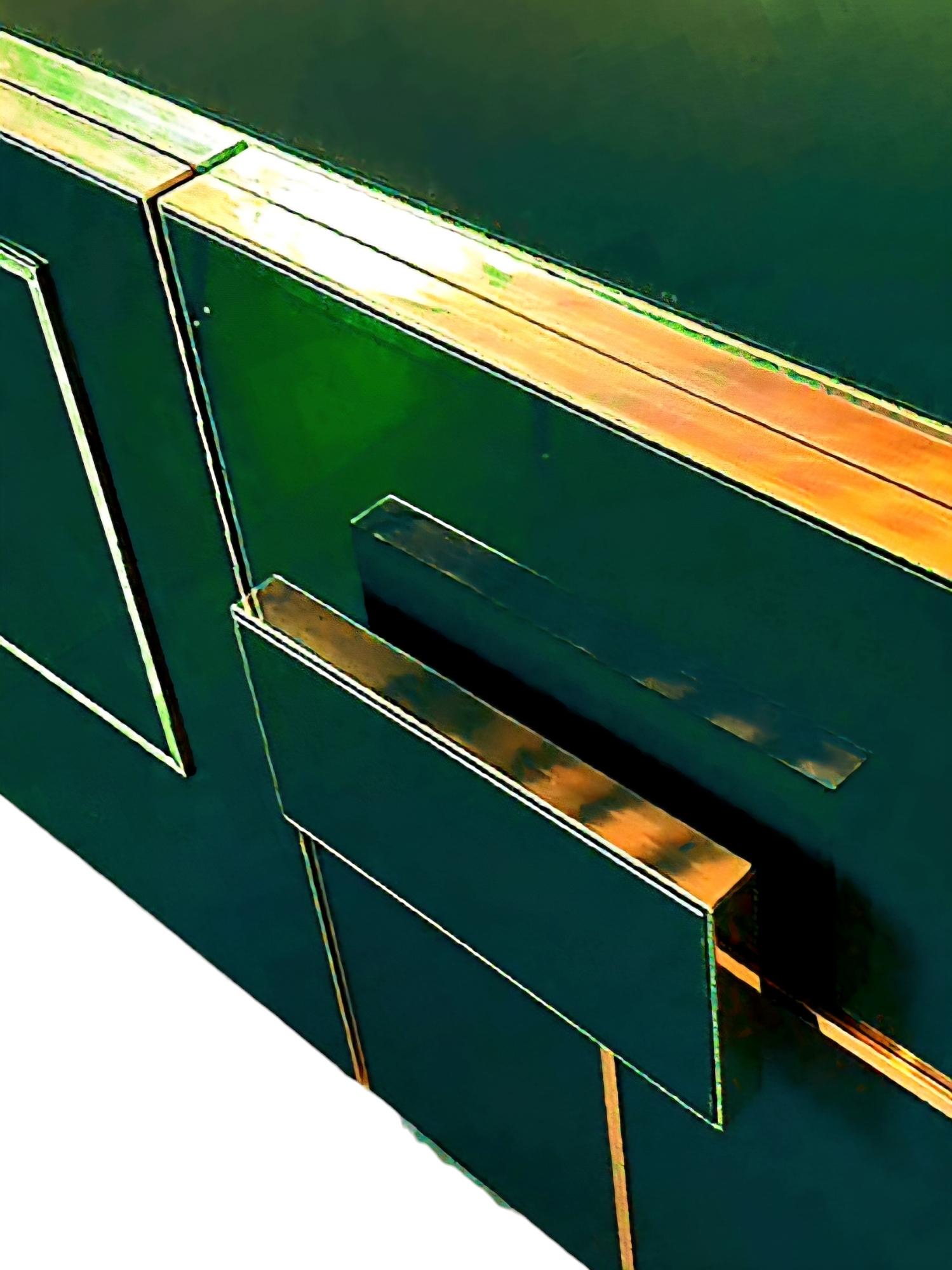 Fait main Buffet et bar sec vert émeraude : three doors justfurnituress design en vente