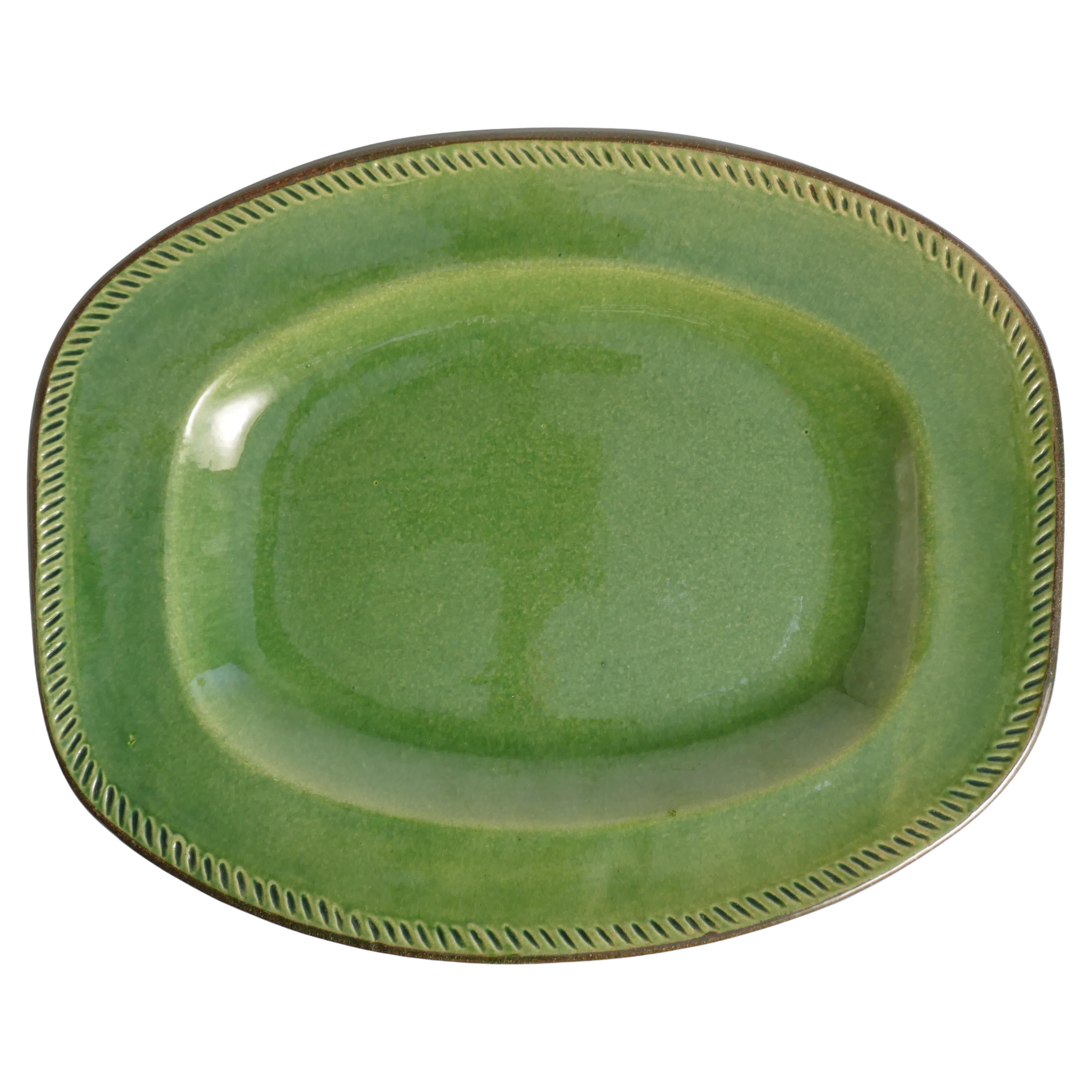 Plat en grès vert émeraude par Andersson & Greene, Höganäs, Suède en vente 3