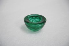 Emerald Green Swirl Art Glass Tealight Holder by Anna Ehrner for Kosta Boda