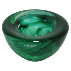 Emerald Green Swirl Art Glass Tealight Holder by Anna Ehrner for Kosta Boda