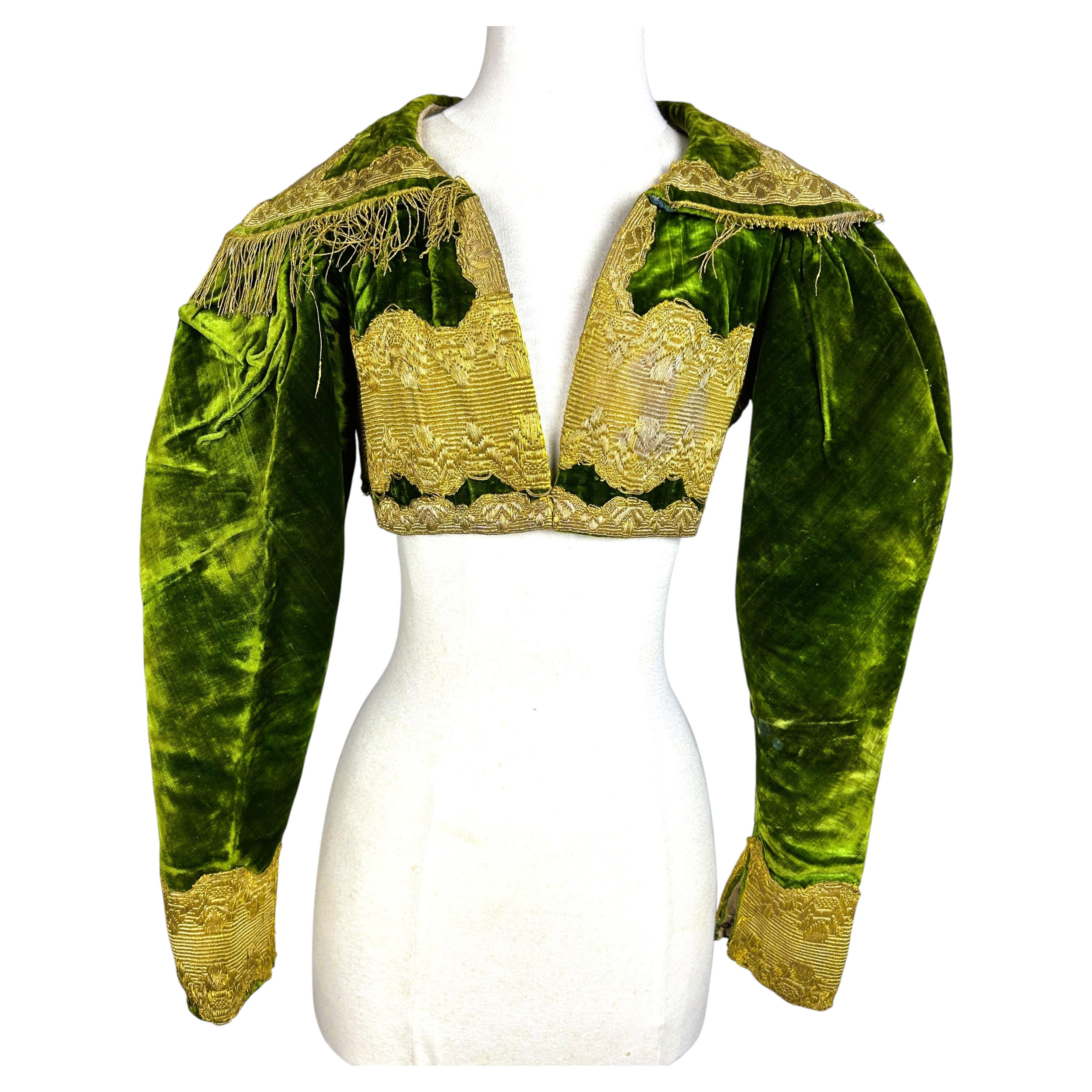 Emerald-green velvet and gold-thread brocade Spencer - Russia C.1830