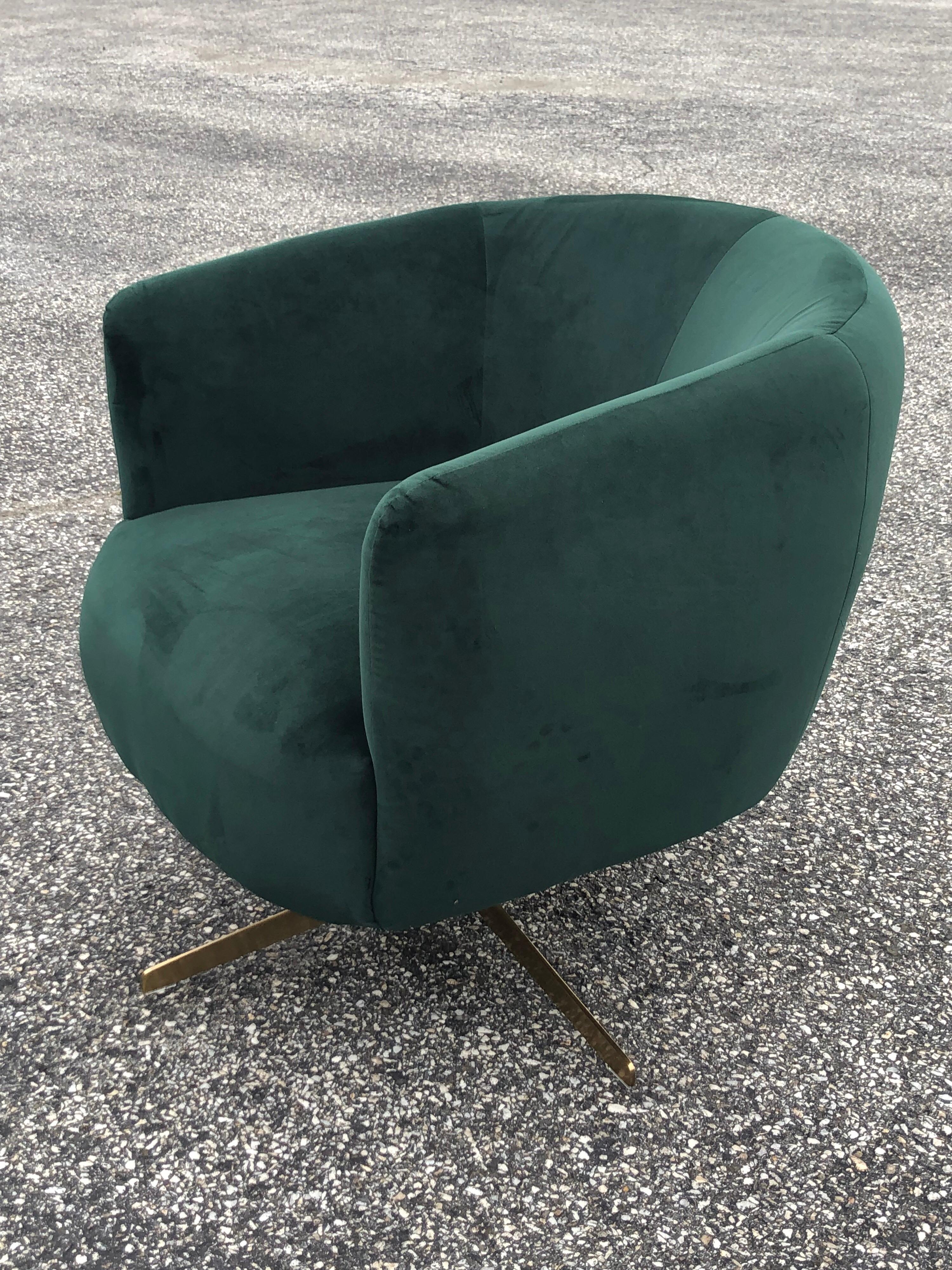 Emerald Green Velvet Swivel Club Chair 2