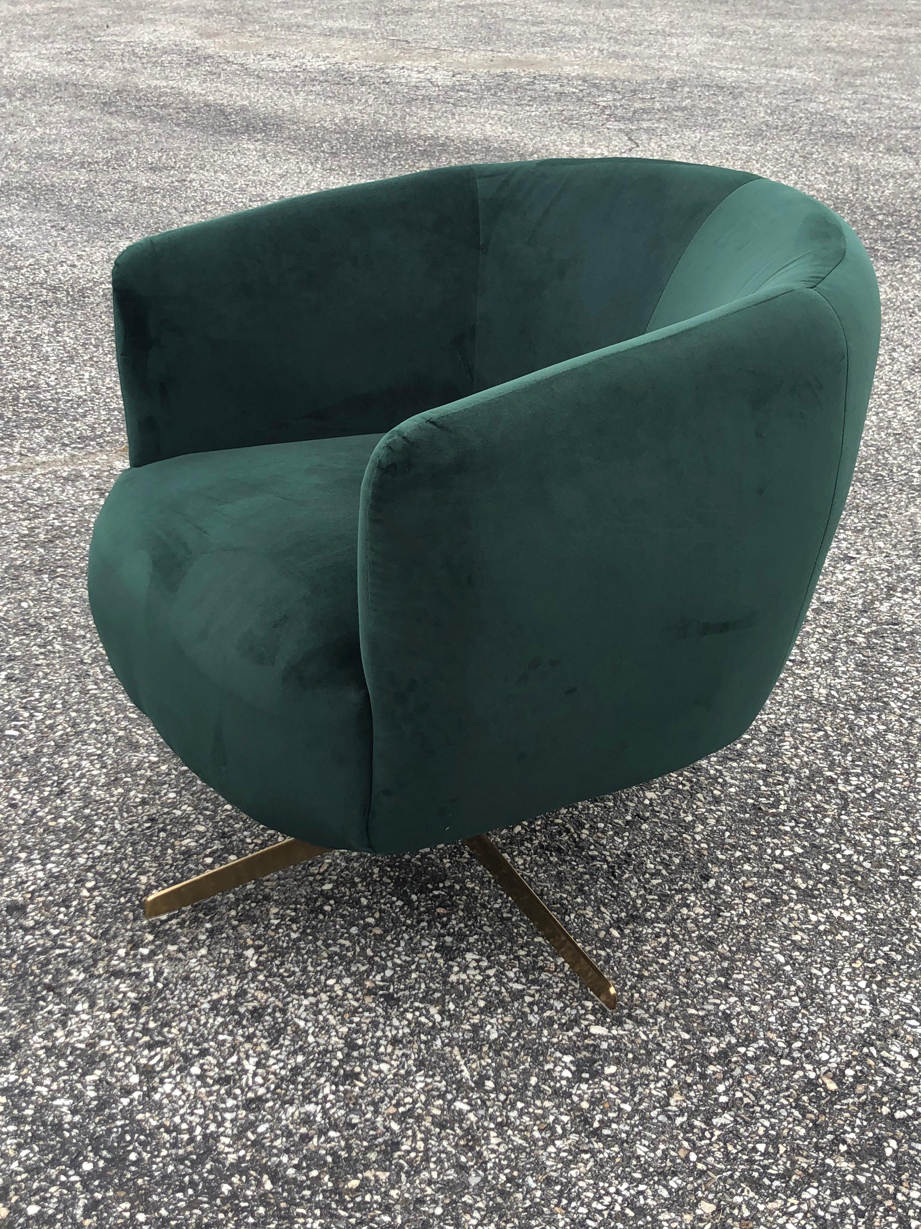 Emerald Green Velvet Swivel Club Chair 3