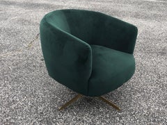 Emerald Green Velvet Swivel Club Chair