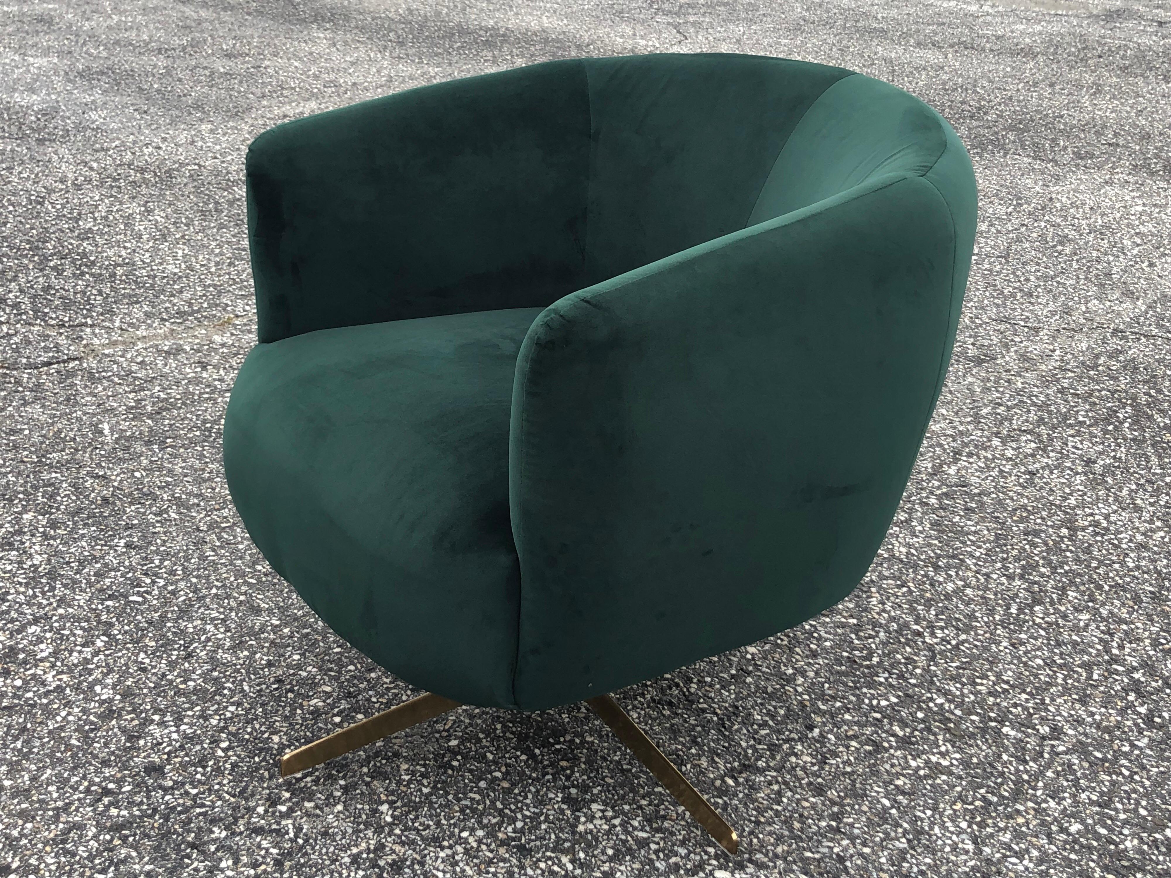 emerald green velvet swivel chair