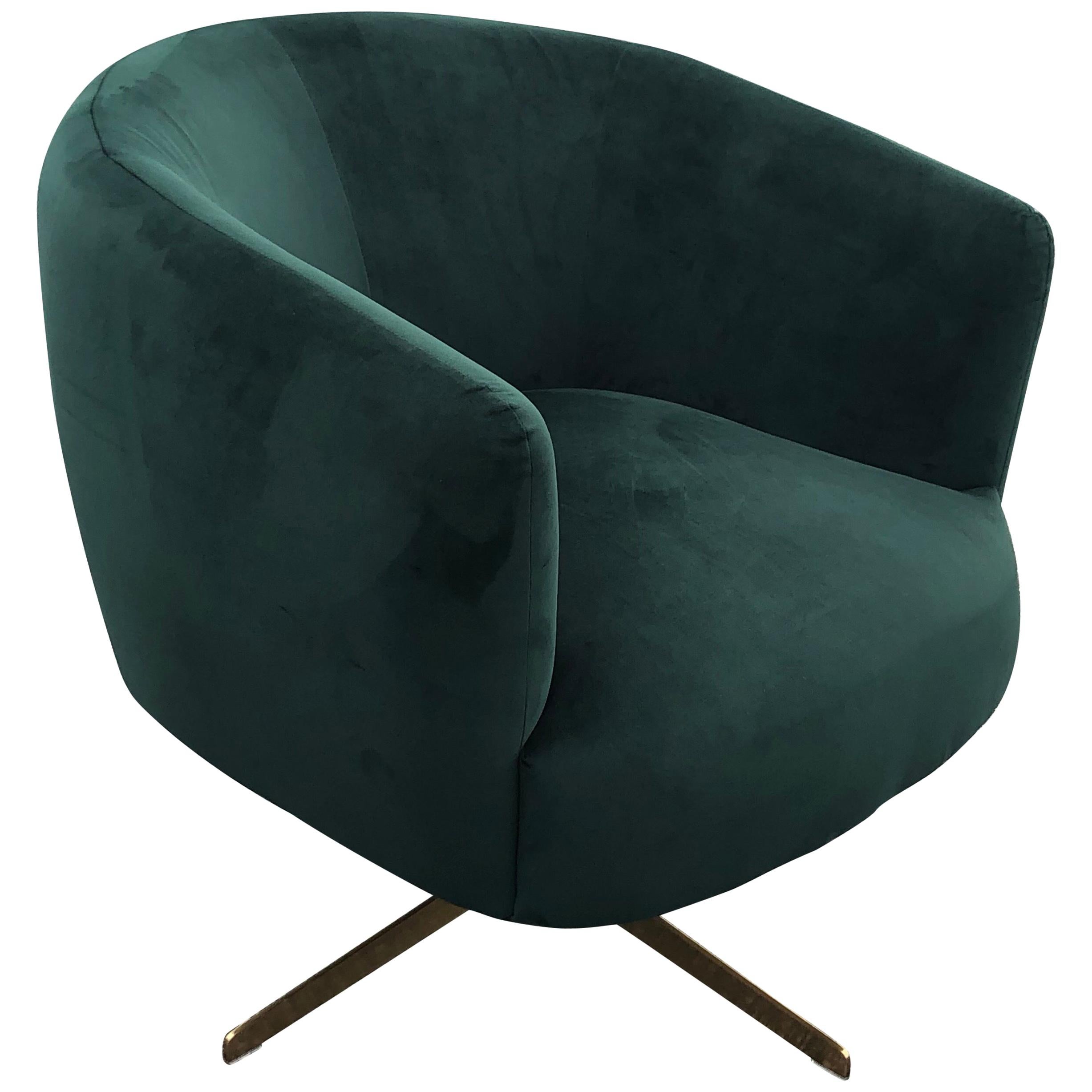 Emerald Green Velvet Swivel Club Chair