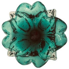 Emerald Green Venetian Hand Blown Glass Ashtray Vide Poche Bowl