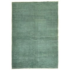 Smaragdgrüner modernistischer, minimalistischer türkischer anatolischer Vintage-Teppich