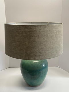 Emerald Green Washed Glaze Pair Lamps, China, Contemporary