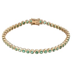 Emerald Halo 14K (Custom) Yellow Gold Tennis Bracelet