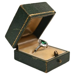 Emerald Halo Engagement Ring. 0.40ct Pear Shape Emerald Diamond Ring Platinum