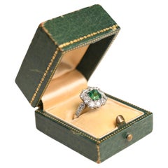 Emerald Halo Engagement Ring. 0.90ct No Oil Colombian Emerald Diamond Platinum