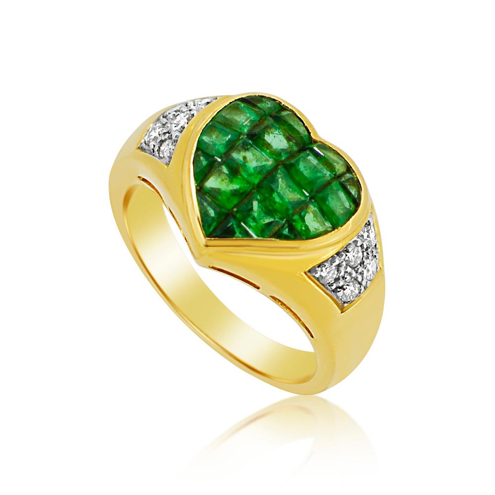 Impressive Emerald Heart invisible setting Ring with diamonds
Total emerald 1.50 carat
Total Diamonds 0.25 carat G-H-VS
18k Yellow Gold 8.0 grams
Finger size 6
All stones are natural and not treated !

