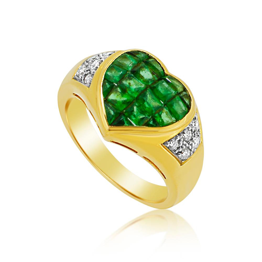 Beeindruckender Smaragd Herz unsichtbare Fassung Ring mit Diamanten
Gesamt Smaragd 1,50 Karat
Diamanten insgesamt 0,25 Karat G-H-VS
18k Gelbgold 8,0 Gramm
Fingergröße 6
Alle Steine sind natürlich und unbehandelt!

