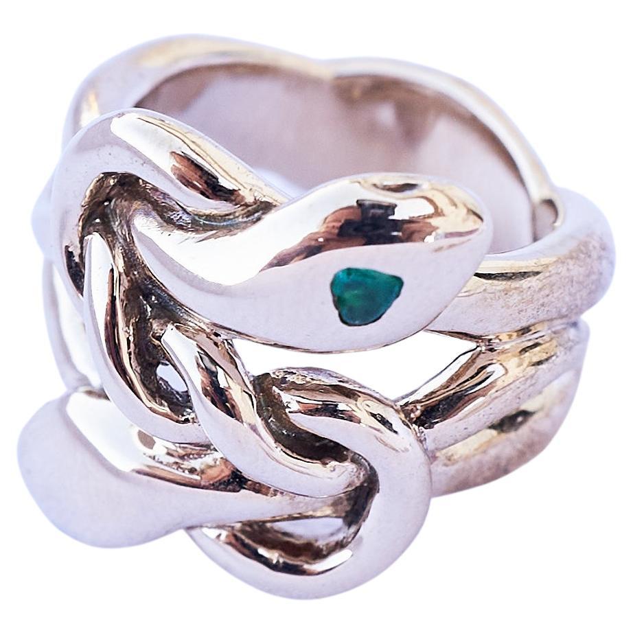 Smaragd-Herz-Schlangenring Cocktail-Ring Bronze J Dauphin im Angebot