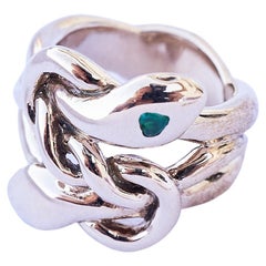 Emerald Heart Snake Ring Cocktail Ring Bronze J Dauphin