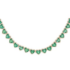 Emerald Heart Tennis Necklace