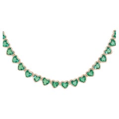Emerald Heart Tennis Necklace