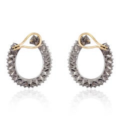 Emerald Hoop Diamond Earrings